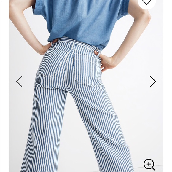 NEW • Madewell • Emmett Wide Leg Crop Pants Stripe - Picture 3 of 4